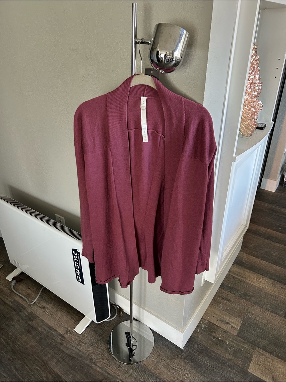 lululemon athletica 100% Marino Wool Open-Front Cardigan in Dusty Rose